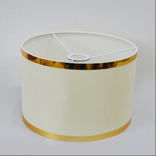 1pc/2pcs lamp shade quality pvc material: Radiant Luxe: White Round Lampshade with Golden Elegance"
