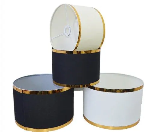 1pc/2pcs lamp shade quality pvc material: Radiant Luxe: White Round Lampshade with Golden Elegance"