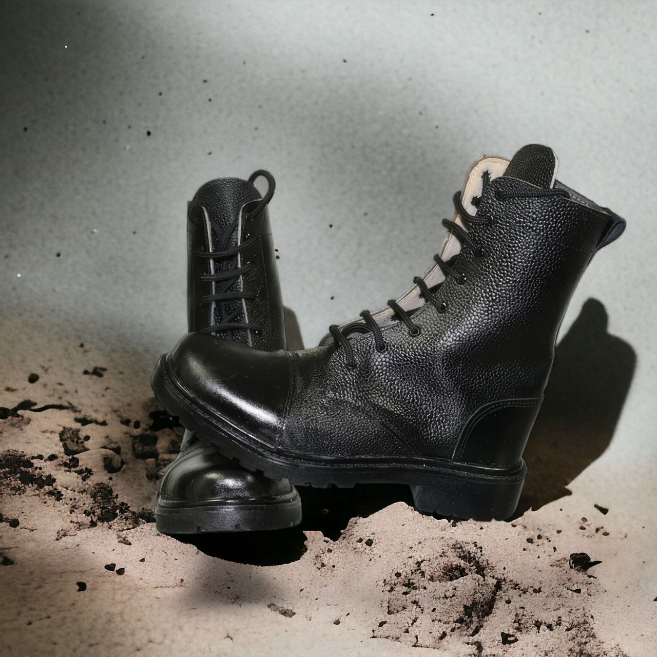 Promotion High-top Military Desert Combat genuine Leather Boot - as pictured  black