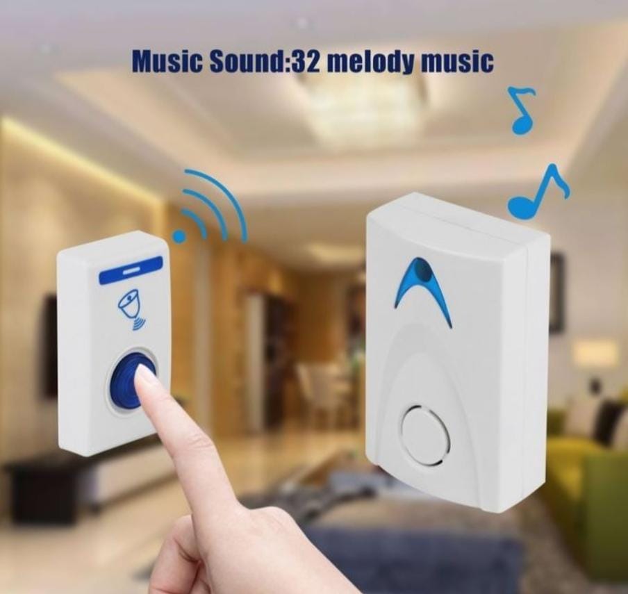 Remote controlled Wireless chime door bell
✅36 tune songs
✅no wiring required 
✅low energy consumption 
✅ Durable 
✅ Have both battery powered and Ac- electric power