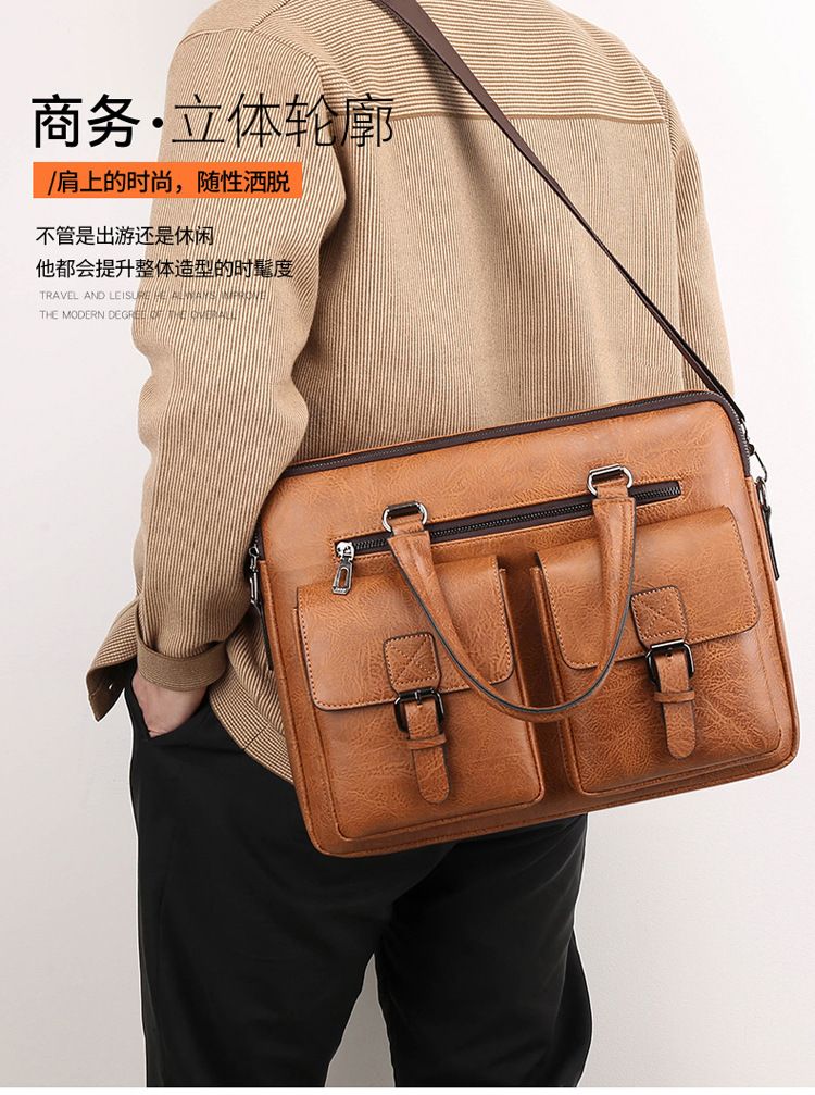 Highend double pocket Briefcase Mens Business Bag