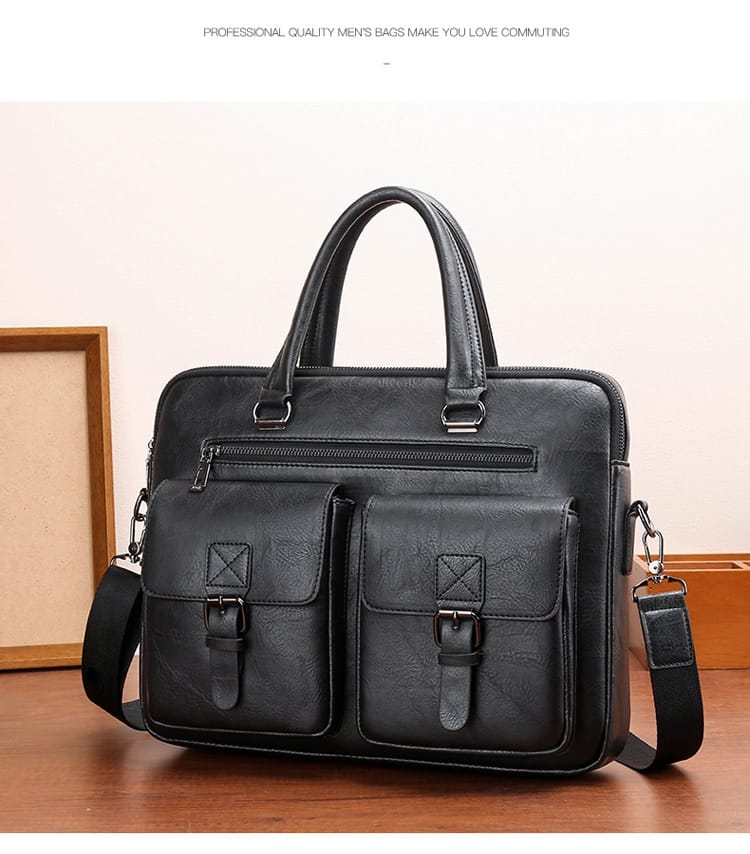 Highend double pocket Briefcase Mens Business Bag