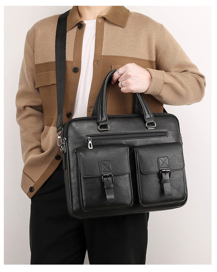 Highend double pocket Briefcase Mens Business Bag
