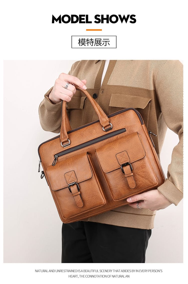 Highend double pocket Briefcase Mens Business Bag