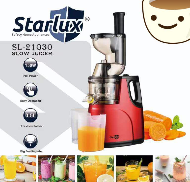 Starlux Slow Juicer
🔗Model: SL-21030
🔗0.5Ltrs Juice Container
🔗0.5Ltrs Pulp Container
🔗150 Watts
🔗Anti-Skid Silicone Base