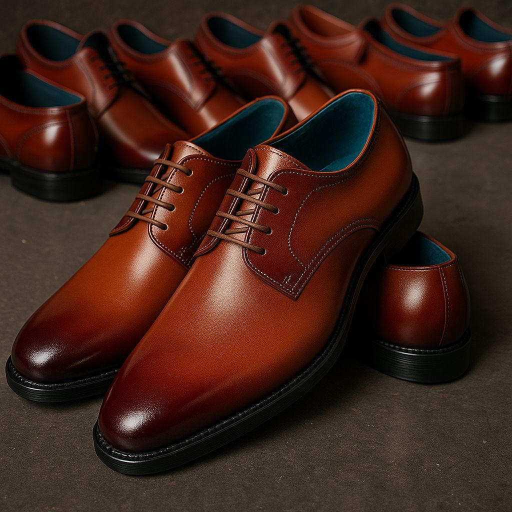 “Men’s Oxford Cap-Toe Shoes – Black & Brown | Handcrafted Leather | Formal Elegance”