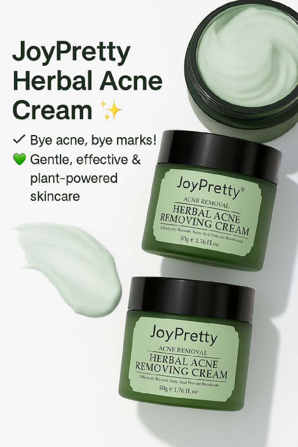 🌿JoyPretty Herbal Acne Cream✨ – Clear Skin Naturally!  
Bye acne, bye marks! 💚 Gentle, effective & plant-powered skincare.