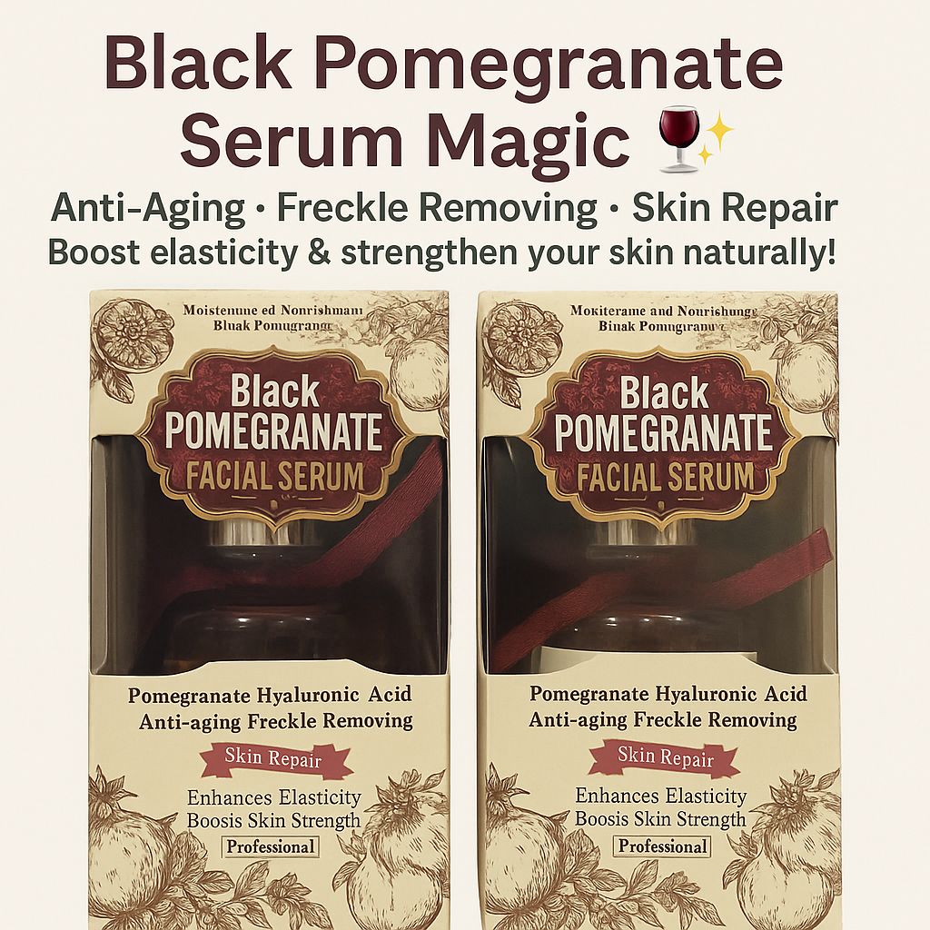Black Pomegranate Serum Magic 🍷✨  
Anti-Aging • Freckle Removing • Skin Repair  
Boost elasticity & strengthen your skin naturally!