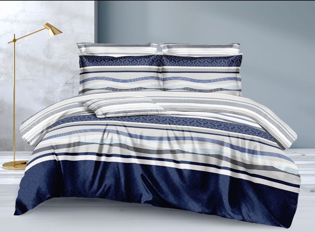 1Pc Double sided Heavy Cotton Binded duvet Size ( 7 x 8) with 2Pcs Pillowcases, 1Pc Bedsheet