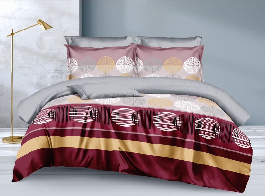 1Pc Double sided Heavy Cotton Binded duvet Size ( 7 x 8) with 2Pcs Pillowcases, 1Pc Bedsheet