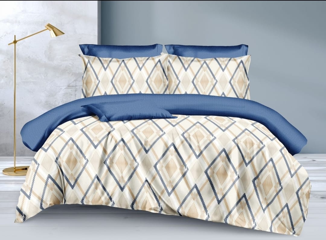 1Pc Double sided Heavy Cotton Binded duvet Size ( 7 x 8) with 2Pcs Pillowcases, 1Pc Bedsheet