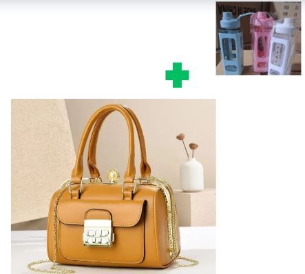 [ GRAB IT AT LOW PRICE+ ADDED OFFERS 🤩🤩✨ !!! ]  1Pc Brand New High Quality Stylish and Luxurious Comfortable Ladies Handbag.. That Comes With a Free Water Bottle ( Random Color) ✔👌