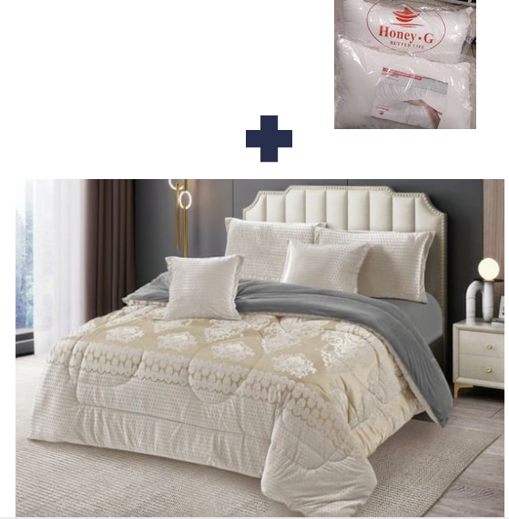 PRICE OFFER 🥳🥳‼️‼️** 🥑 6Pcs Size [ 6 x 7 ] Brand new and Luxurious 🔅 Silk duvet ✨1 pc duvet✨1pc bedsheet✨2 pcs pillow cases✨2 pcs throw pillow cases ,That Comes with a Free Pair of Pillow