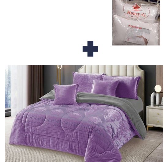 PRICE OFFER 🥳🥳‼️‼️** 🥑 6Pcs Size [ 6 x 7 ] Brand new and Luxurious 🔅 Silk duvet ✨1 pc duvet✨1pc bedsheet✨2 pcs pillow cases✨2 pcs throw pillow cases ,That Comes with a Free Pair of Pillow