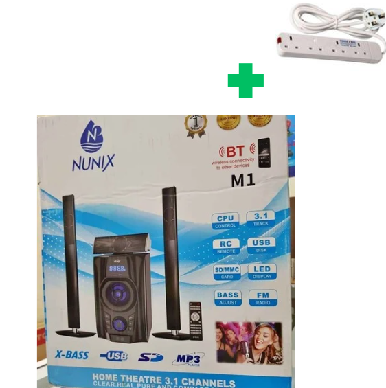 🤑🥑GRAB IT AT LOW PRICE+ ADDED OFFERS **🥑🌽 ] Brand New Very Quality Durable & Stylish  Nunix 3.1CH NU- M1 Home Theater Speaker System..That Comes With Free 4way extension