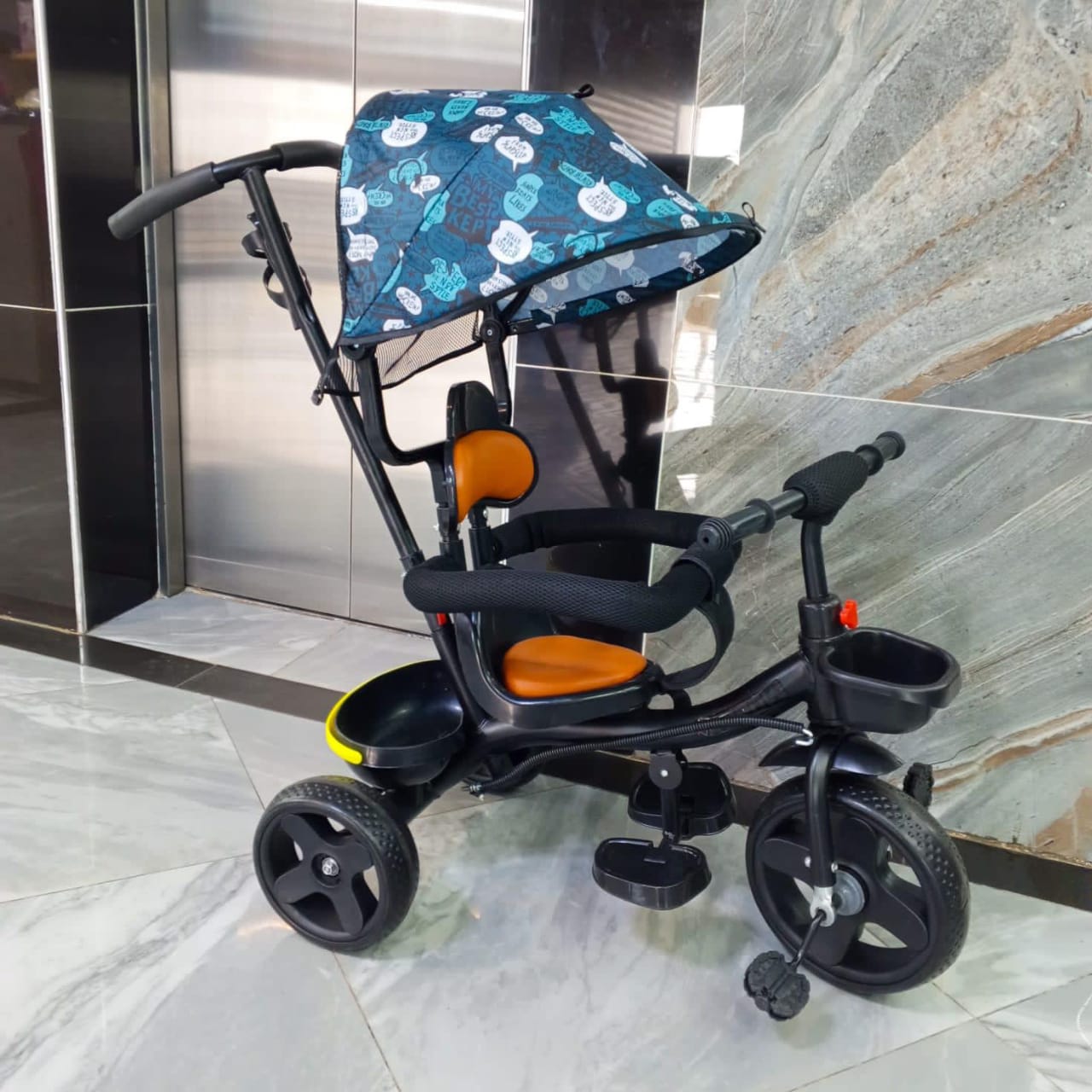 🥇 TOP OFFER 🥇 1 PC Push Tricycle with Canopy for Kids – Durable, Safe & Fun Ride-On Toy at Affordable Price