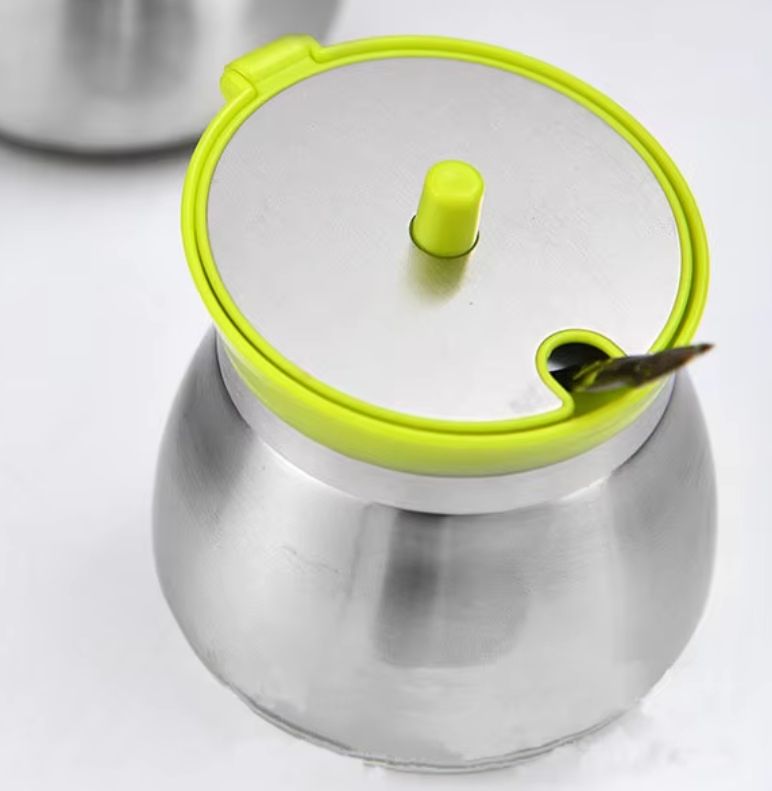 3Pcs Stainless Steel and Glass Kitchen Sugar Dish Set with 250ml Capacity Each Elegant Durable Storage Jars with Lids for Serving and Countertop Use