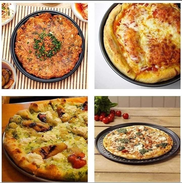 Nonstick Perforated Round Kitchen Pizza Pan with 31cm Diameter for Even Heat Distribution, Crisp Crust Baking, and Easy Food Release