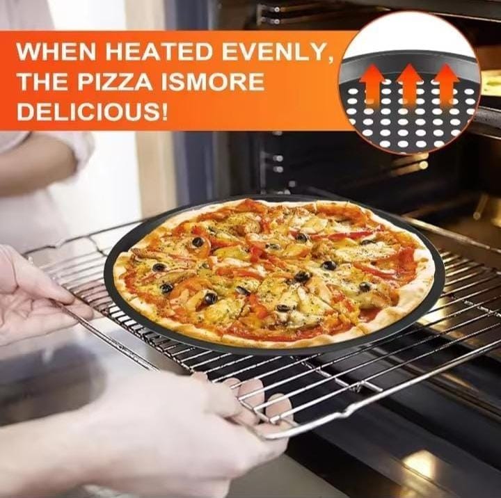 Nonstick Perforated Round Kitchen Pizza Pan with 31cm Diameter for Even Heat Distribution, Crisp Crust Baking, and Easy Food Release