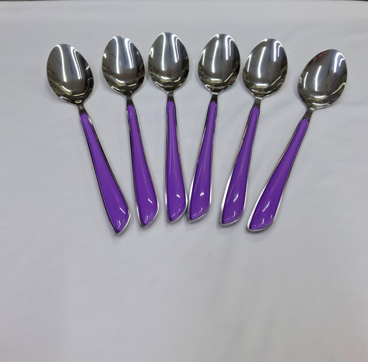 Set of 6pcs Colored Stainless Steel Kitchen Short Table Spoons – Durable, Elegant & Multipurpose Cutlery for Dining, Desserts, Tea, Coffee, Kitchen & Home Use