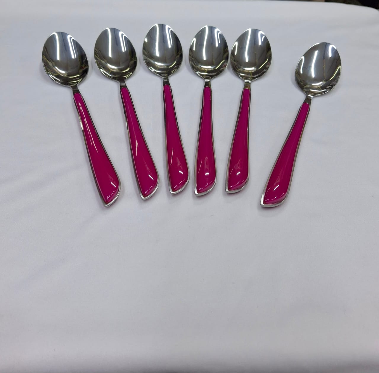 Set of 6pcs Colored Stainless Steel Kitchen Short Table Spoons – Durable, Elegant & Multipurpose Cutlery for Dining, Desserts, Tea, Coffee, Kitchen & Home Use