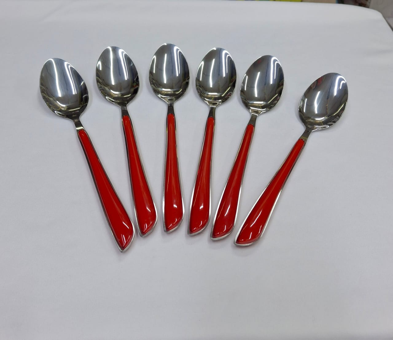 Set of 6pcs Colored Stainless Steel Kitchen Short Table Spoons – Durable, Elegant & Multipurpose Cutlery for Dining, Desserts, Tea, Coffee, Kitchen & Home Use