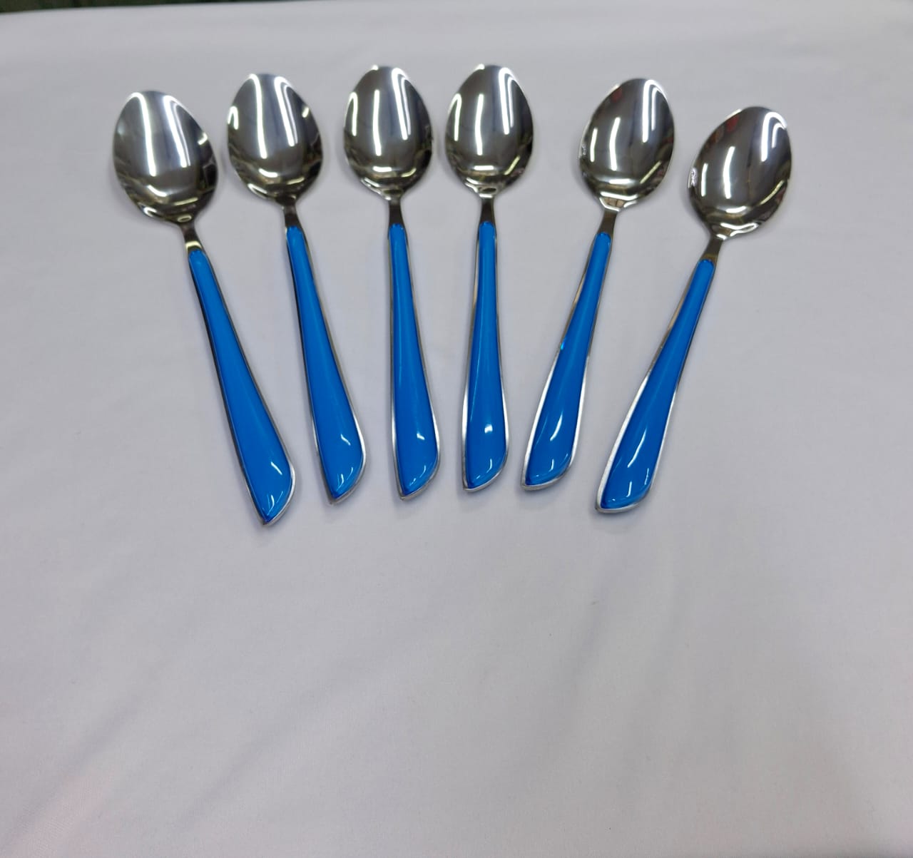 Set of 6pcs Colored Stainless Steel Kitchen Short Table Spoons – Durable, Elegant & Multipurpose Cutlery for Dining, Desserts, Tea, Coffee, Kitchen & Home Use