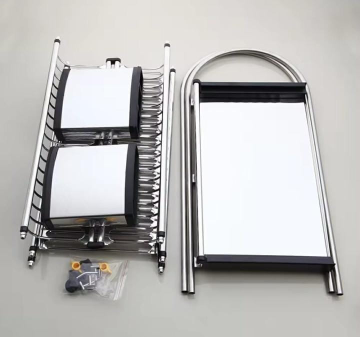 Heavy Duty 3-Tier Aluminum Kitchen Dish Rack and Drainer — Durable Rust-Resistant Multi-Layer Drying Rack for Plates, Cups, Utensils, and Kitchen Counter Organization