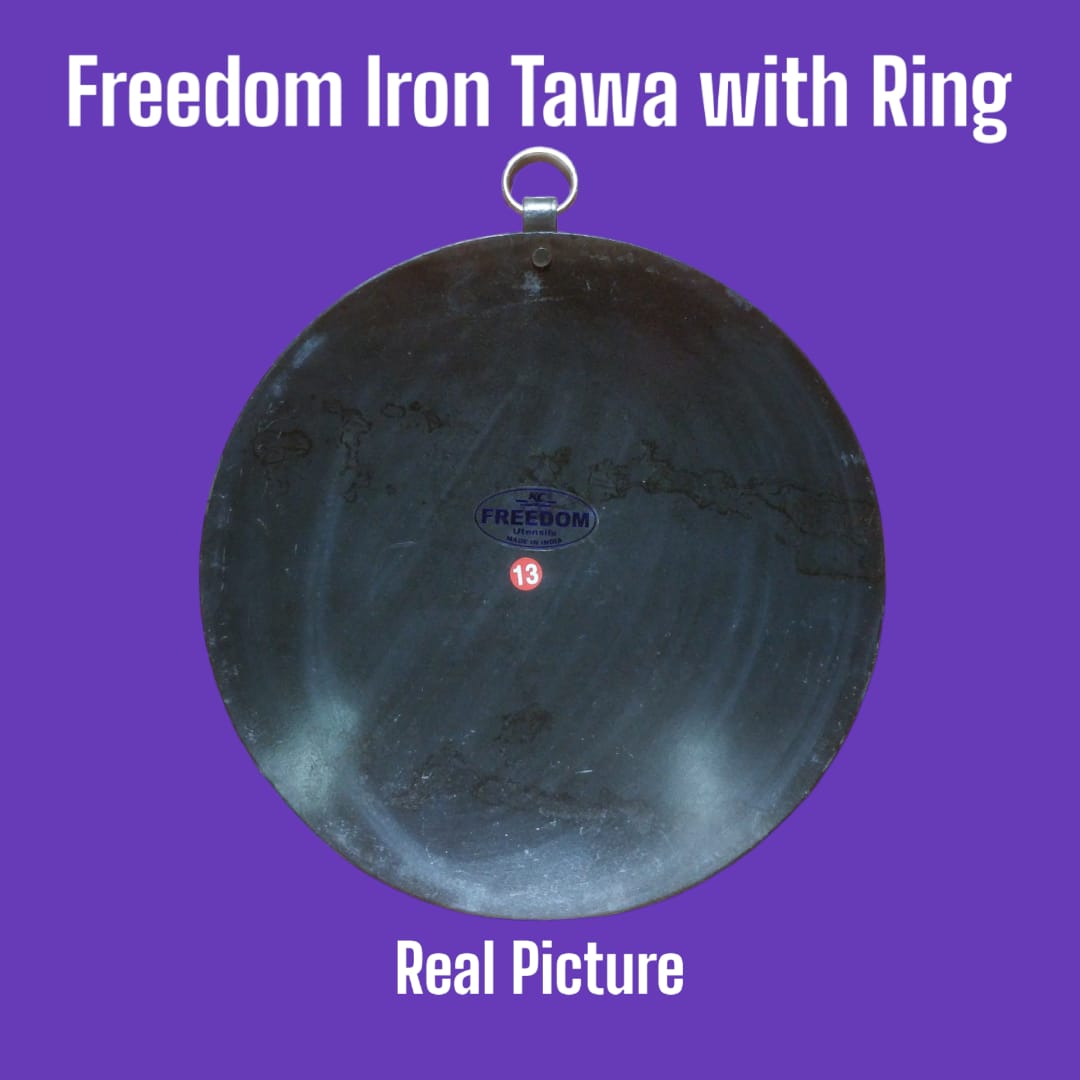 Heavy Metallic Freedom Iron Cooking/Frying Tawa Pan with Hanging Ring – Durable Traditional Flat Pan for Chapati, Pancakes, and Everyday Kitchen Cooking Use
