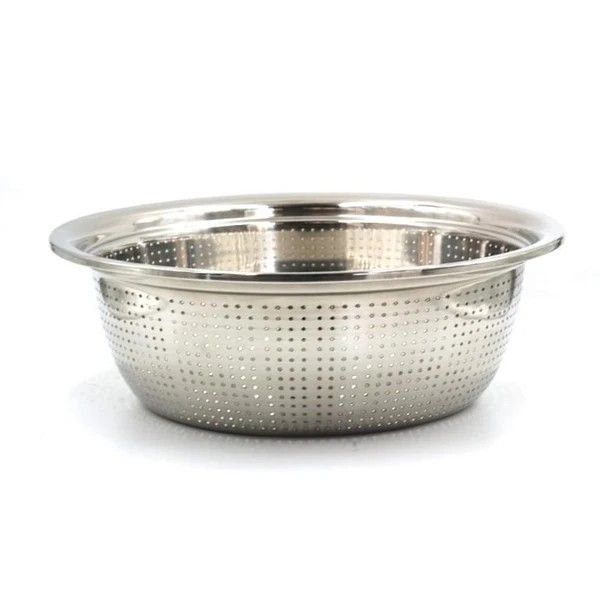 Stainless Steel Vegetable Washing Sieve Basin – 32cm Small Hole Wash Tray for Quick Draining, Multipurpose Kitchen Basket for Washing Rice, Vegetables, and Fruits