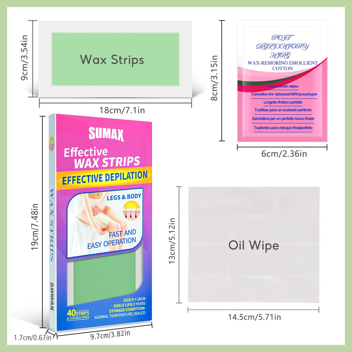 40 Strips Rapid Hair Removal Wax Strips – Double-Sided Long-Lasting Depilation Paper for Women’s Legs, Arms, Bikini & Neck, Safe & Gentle Wax Strips for Smooth Skin