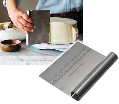 Pro Dough Pastry Scraper Cutter Chopper – Stainless Steel Mirror Polished Multipurpose Baking Tool with Measuring Scale for Cake, Pizza, Pastry, Bread, and Dough Cutting Separation