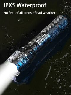 Super Bright Tactical LED Flashlight – Zoomable Torch with 3 Lighting Modes, High-Powered Handheld Tactical Torch for Outdoor, Camping, Hiking, Emergency & Home Use