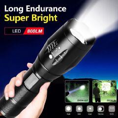 Super Bright Tactical LED Flashlight – Zoomable Torch with 3 Lighting Modes, High-Powered Handheld Tactical Torch for Outdoor, Camping, Hiking, Emergency & Home Use