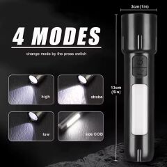 Mini EDC USB Rechargeable Flashlight – Compact Torch with 4 Modes, COB Emergency Floodlight, Outdoor Camping Searchlight for Hiking, Home, Travel & Everyday Use