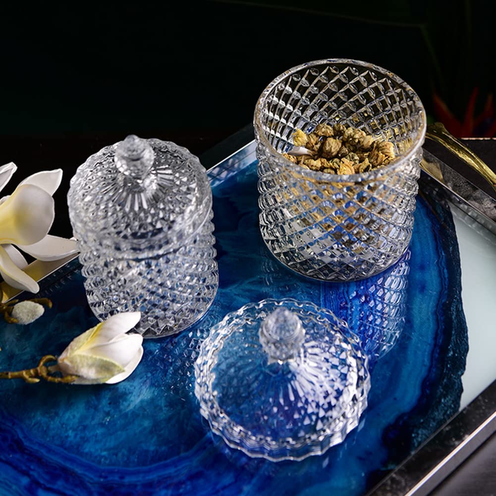 Glass Sweets Jar with Lid – 600ml Transparent Sugar Dish, Large Decorative Glass Candy Jar for Cookies, Buffet, Storage & Wedding Party Table Décor