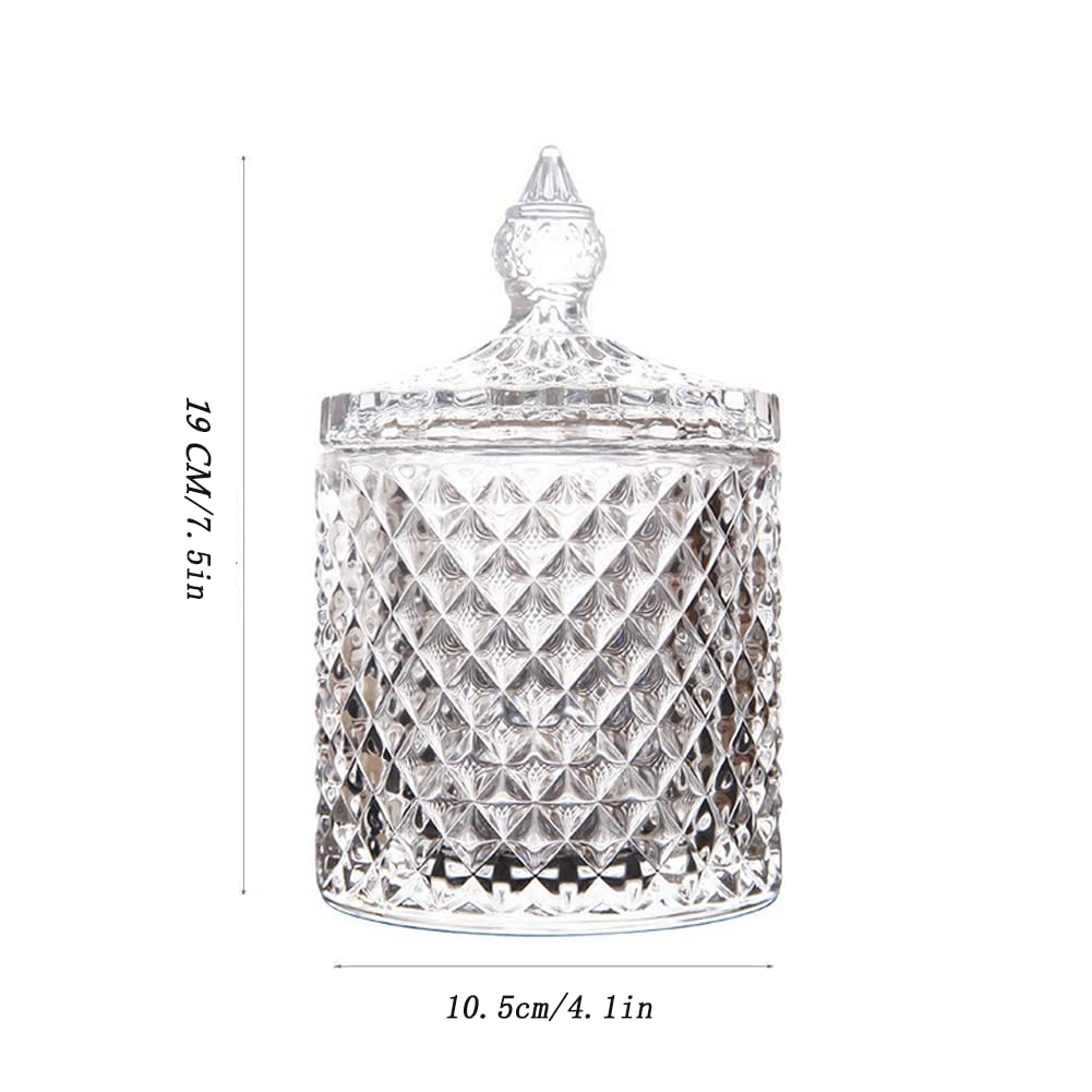 Glass Sweets Jar with Lid – 600ml Transparent Sugar Dish, Large Decorative Glass Candy Jar for Cookies, Buffet, Storage & Wedding Party Table Décor