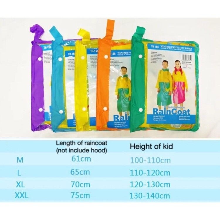 Light PVC Kids Hooded Schoolbag Rain Coat Poncho – Long Waterproof Jacket with Backpack Cover, Back to School Raincoat for Boys & Girls, Available in Sizes M, L, XL, XXL
