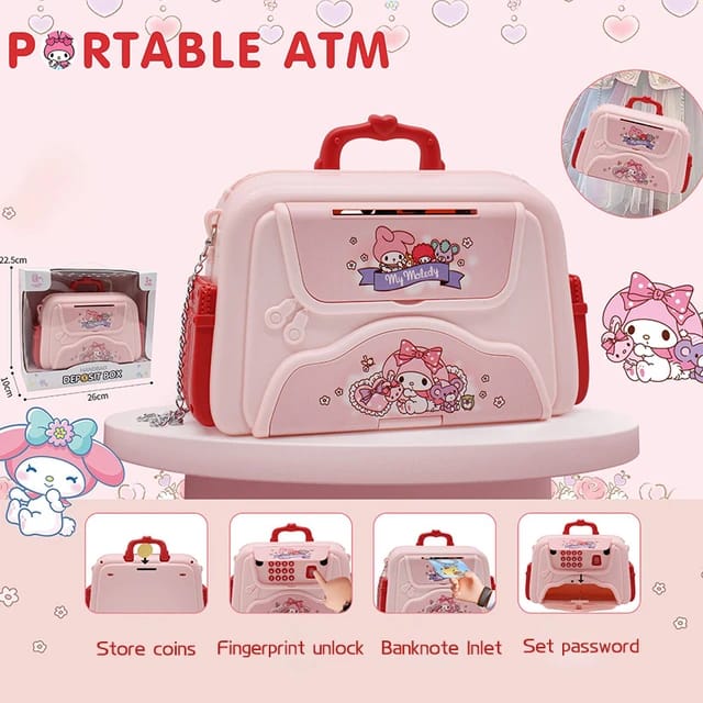Handbag Design Password & Fingerprint Portable ATM Music Money Box – Smart Piggy Bank Savings Can for Kids, Cash Coin Storage Safe with Sound Effects, Educational Toy Gift for Boys & Girls