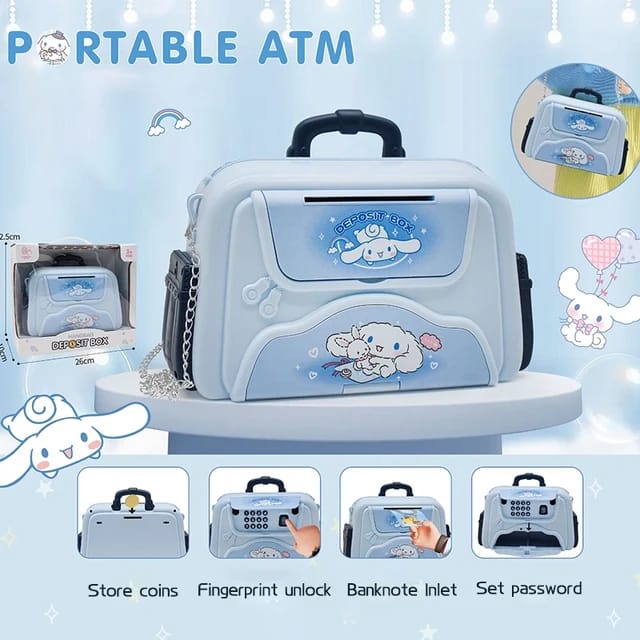 Handbag Design Password & Fingerprint Portable ATM Music Money Box – Smart Piggy Bank Savings Can for Kids, Cash Coin Storage Safe with Sound Effects, Educational Toy Gift for Boys & Girls