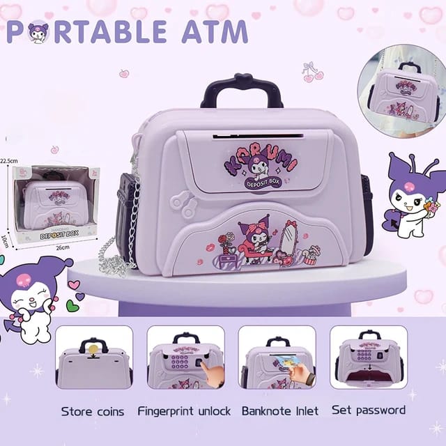 Handbag Design Password & Fingerprint Portable ATM Music Money Box – Smart Piggy Bank Savings Can for Kids, Cash Coin Storage Safe with Sound Effects, Educational Toy Gift for Boys & Girls