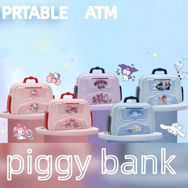 Handbag Design Password & Fingerprint Portable ATM Music Money Box – Smart Piggy Bank Savings Can for Kids, Cash Coin Storage Safe with Sound Effects, Educational Toy Gift for Boys & Girls