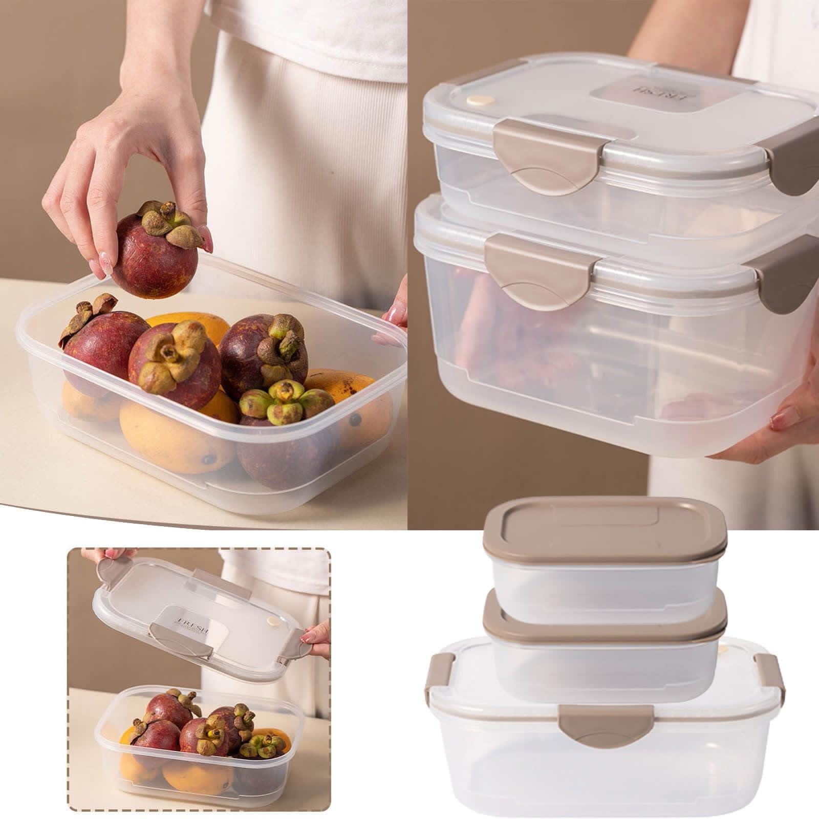 3-Piece Reusable Food Storage Container Set | Airtight Boxes for Snacks, Fruits & Soups | Durable Containers for Home, Office, Picnic & Travel | 2000ML + 2×400ML Capacity