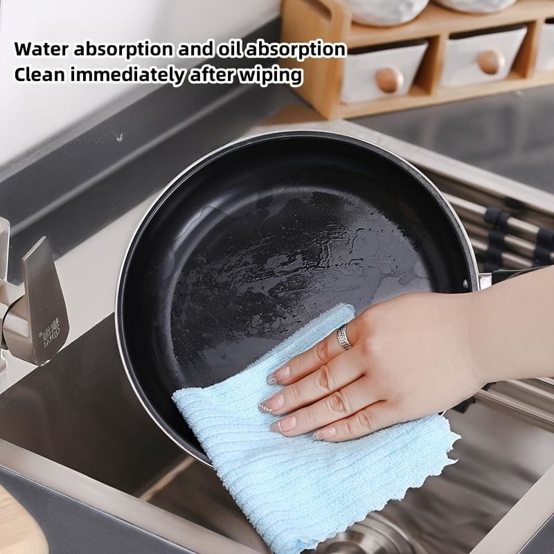 5-Piece Plaid Coral Dishwashing Cloth Set | Absorbent, Non-Shedding Kitchen Cleaning Cloths | Wipes Tables, Glass, Pots, Bowls, Tap, Lampblack Machines & Cooking Surfaces