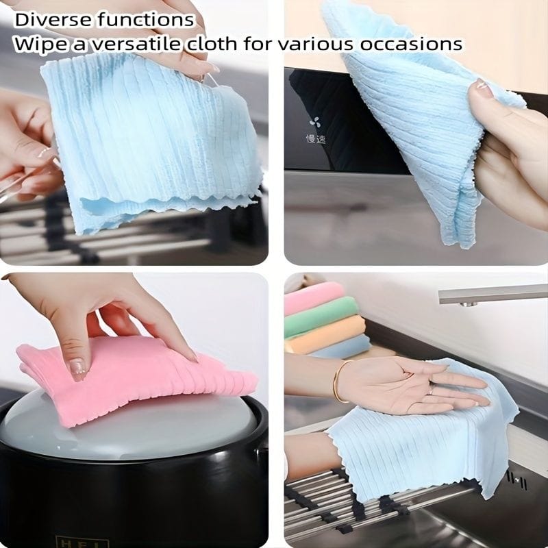 5-Piece Plaid Coral Dishwashing Cloth Set | Absorbent, Non-Shedding Kitchen Cleaning Cloths | Wipes Tables, Glass, Pots, Bowls, Tap, Lampblack Machines & Cooking Surfaces