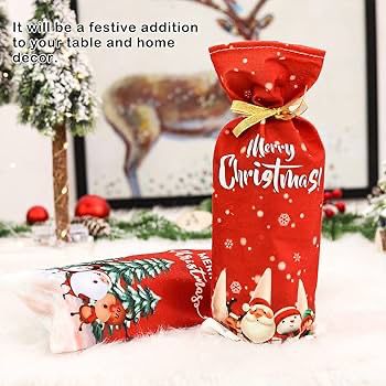 Gift & Wine Bottle Cover Bag | Reusable Christmas Gift Bag for Wine or Champagne Bottles | Elegant Decorative Fabric Cover for Holiday Parties, Gifting & Festive Celebrations