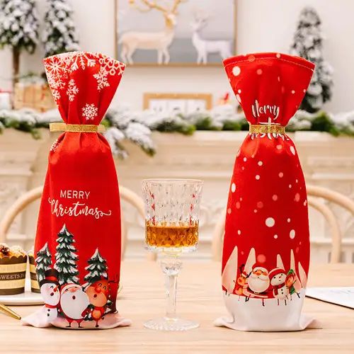 Gift & Wine Bottle Cover Bag | Reusable Christmas Gift Bag for Wine or Champagne Bottles | Elegant Decorative Fabric Cover for Holiday Parties, Gifting & Festive Celebrations