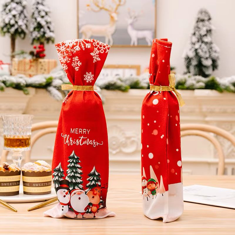 Gift & Wine Bottle Cover Bag | Reusable Christmas Gift Bag for Wine or Champagne Bottles | Elegant Decorative Fabric Cover for Holiday Parties, Gifting & Festive Celebrations