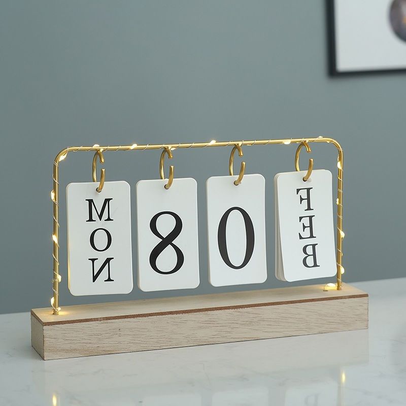 Desktop Calendar with Light | Iron Frame Desk Calendar with Built-In LED Light | Battery-Operated Design for Home, Office, Study Decor | Stylish, Durable & Functional Display