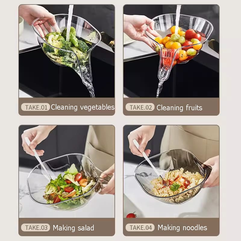 New Multifunctional Drain Basket / Bowl – Household Kitchen Gadget, Sink Vegetable Basin, Rice Washing Colander, Fruit Plate, Practical and Multi-Purpose for Daily Use